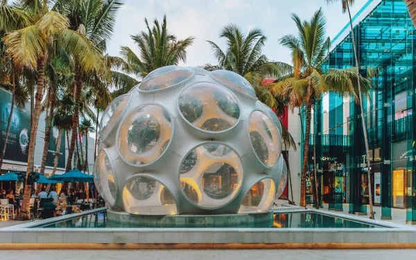 The Fly's Eye Dome sculpture in the Miami Design District
